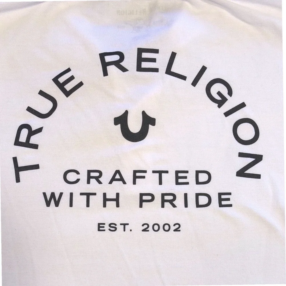 True Religion Men's Crafted With Pride Polo Shirt White with Black Trim Size XXL